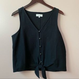 Madewell ribbed black tank with buttons & tie